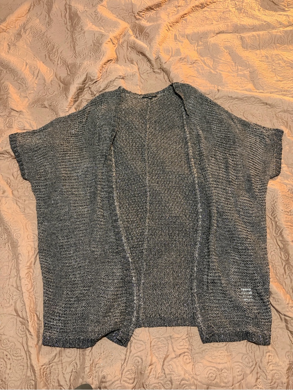 Eileen Fisher Open Knit Marled Kimono Cardigan Sweater